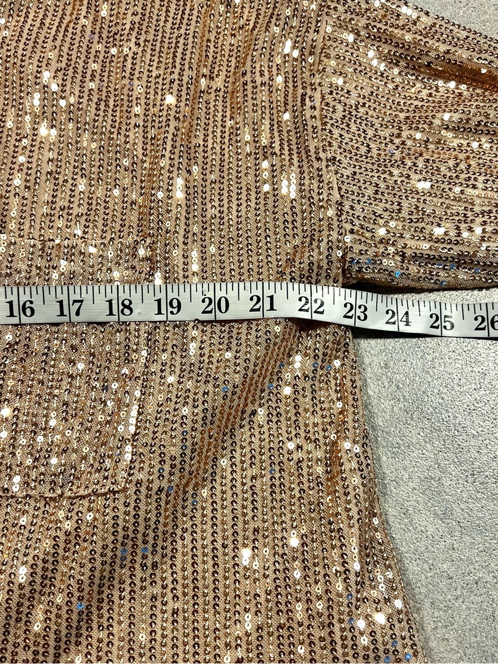 ODDI Rose Gold Dual Tone Sequin Crop Jacket Nashville Concert Glam Size L - Picture 7 of 9